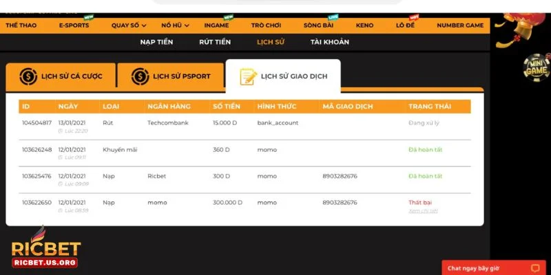 RICBET | Trang Cá Cược Xổ Số Uy Tín Hàng Đầu Cho Bet Thủ 19 Người chơi có thể giao dịch nạp - rút tại sàn cược rất dễ dàng.
